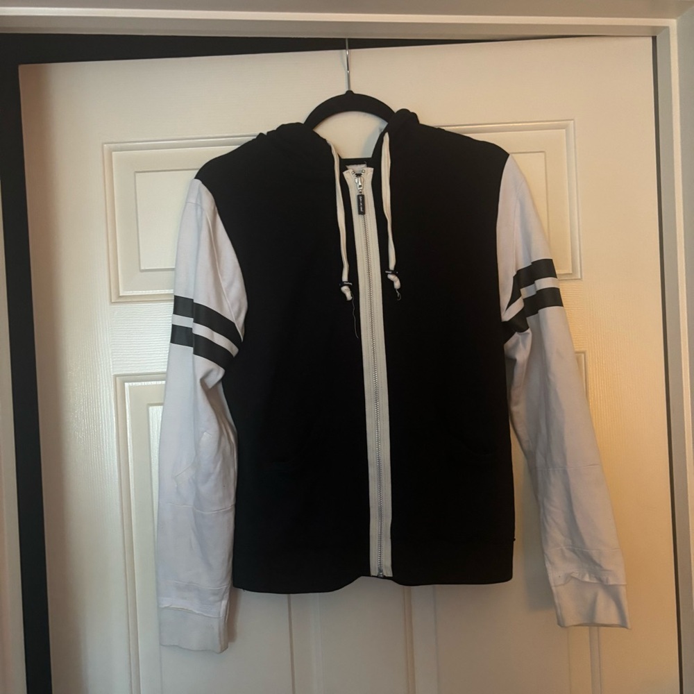Black and White Zip-Up Hoodie